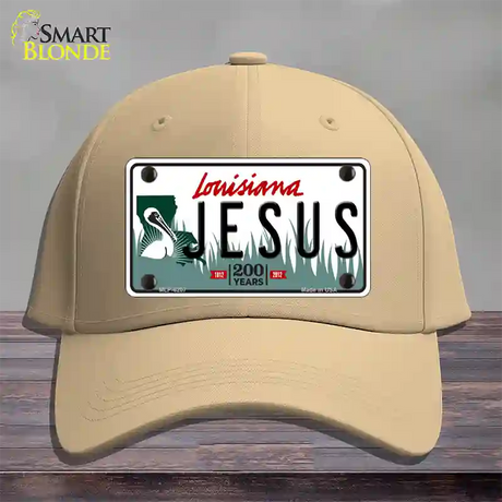 Jesus Louisiana Novelty License Plate Hat Cotton / Khaki