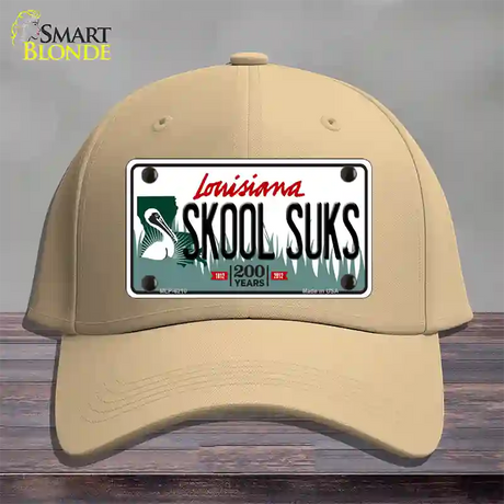 Skool Suks Louisiana Novelty License Plate Hat Cotton / Khaki