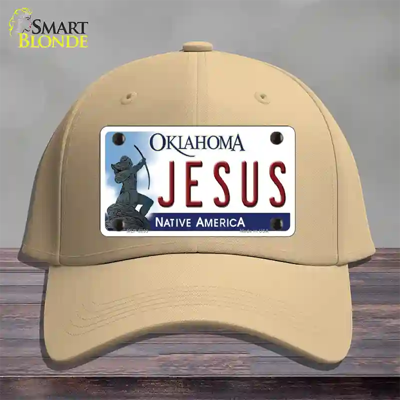 Jesus Oklahoma Novelty License Plate Hat Cotton / Khaki