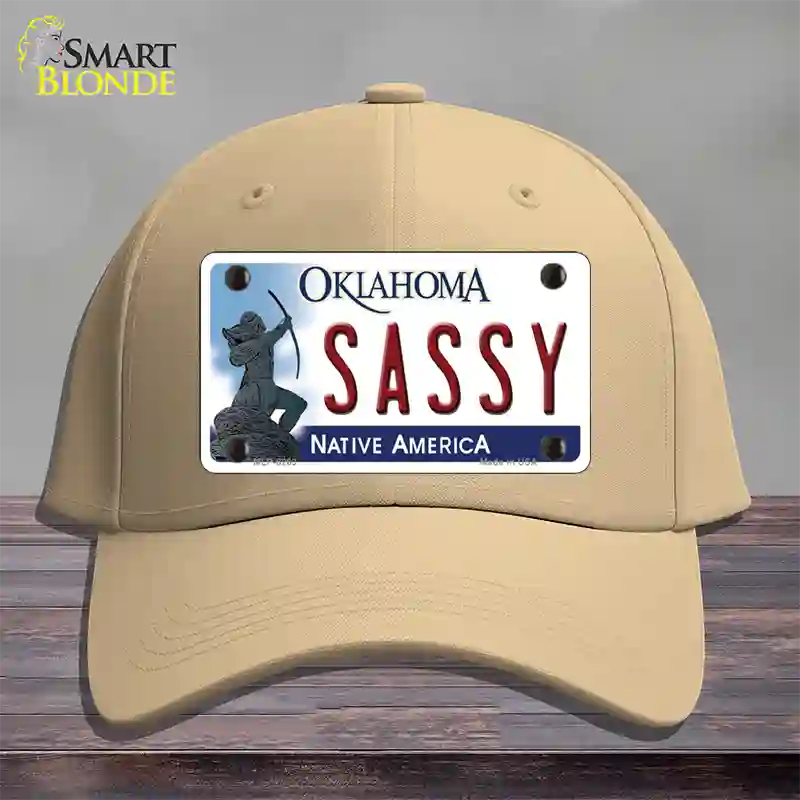 Sassy Oklahoma Novelty License Plate Hat Cotton / Khaki