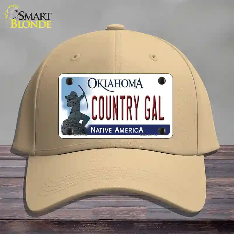 Country Gal Oklahoma Novelty License Plate Hat Cotton / Khaki