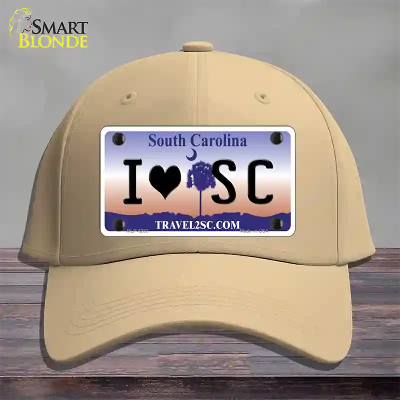 I Love South Carolina Novelty License Plate Hat Cotton / Khaki