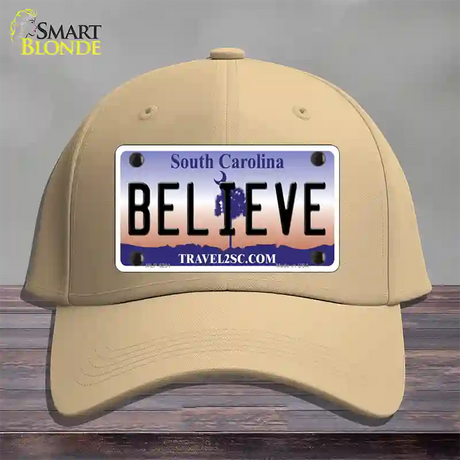 Believe South Carolina Novelty License Plate Hat Cotton / Khaki