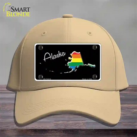 Alaska Rainbow Novelty License Plate Hat Cotton / Khaki