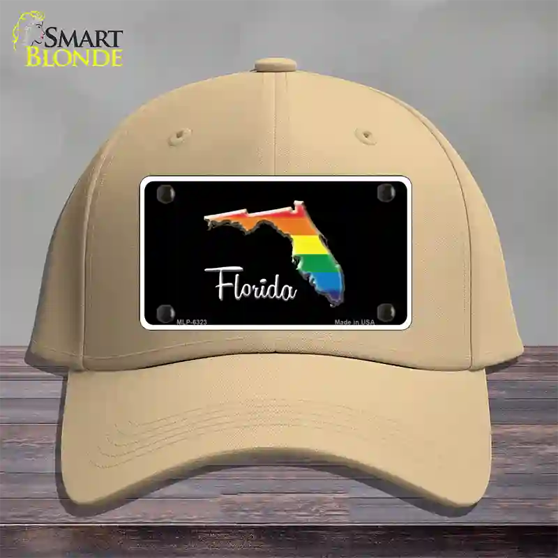 Florida Rainbow Novelty License Plate Hat Cotton / Khaki