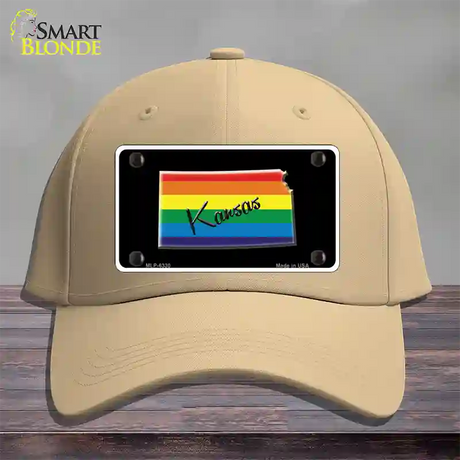 Kansas Rainbow Novelty License Plate Hat Cotton / Khaki