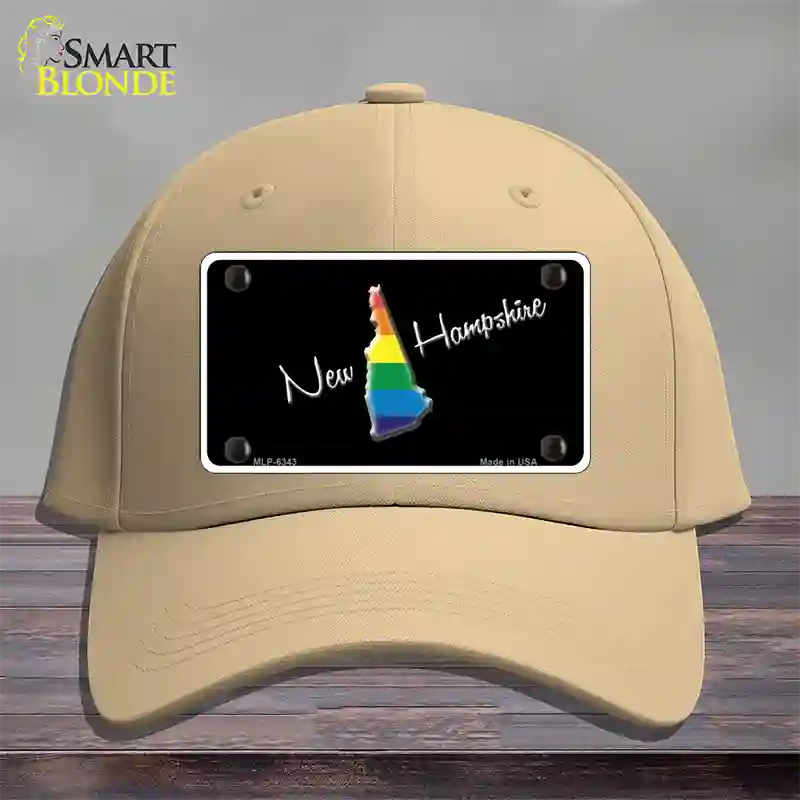 New Hampshire Rainbow Novelty License Plate Hat Cotton / Khaki