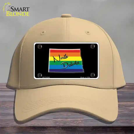 North Dakota Rainbow Novelty License Plate Hat Cotton / Khaki