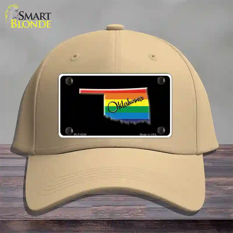 Oklahoma Rainbow Novelty License Plate Hat Cotton / Khaki