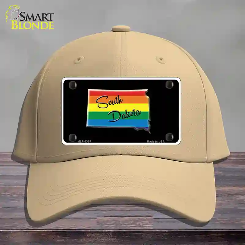 South Dakota Rainbow Novelty License Plate Hat Cotton / Khaki