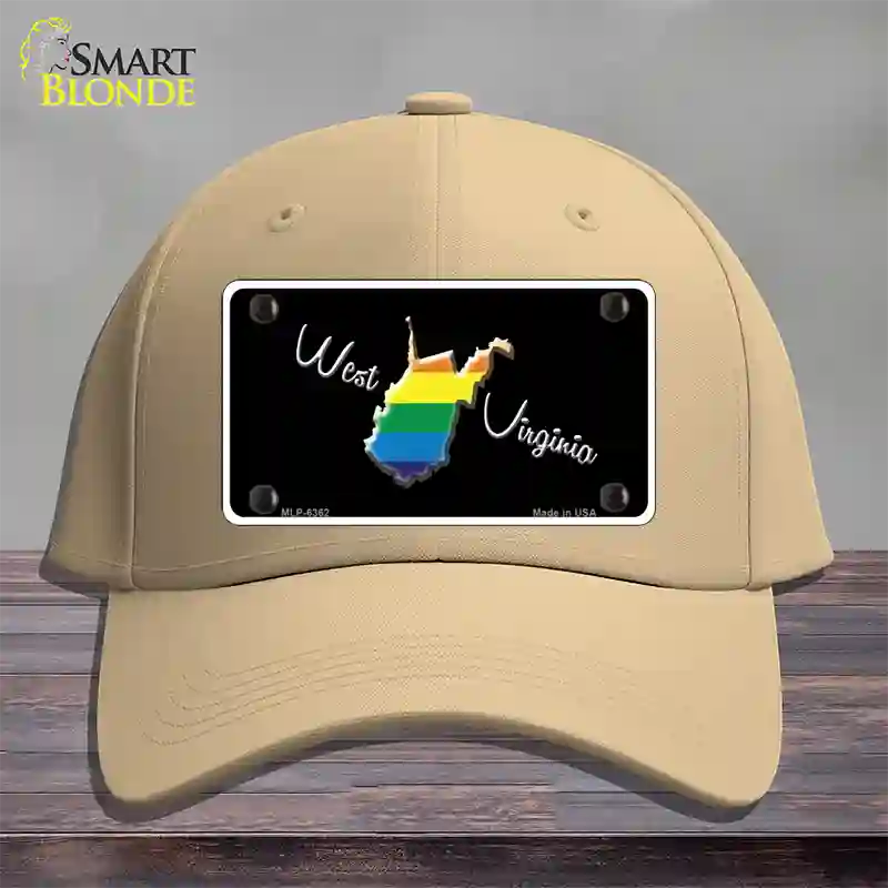 West Virginia Rainbow Novelty License Plate Hat Cotton / Khaki