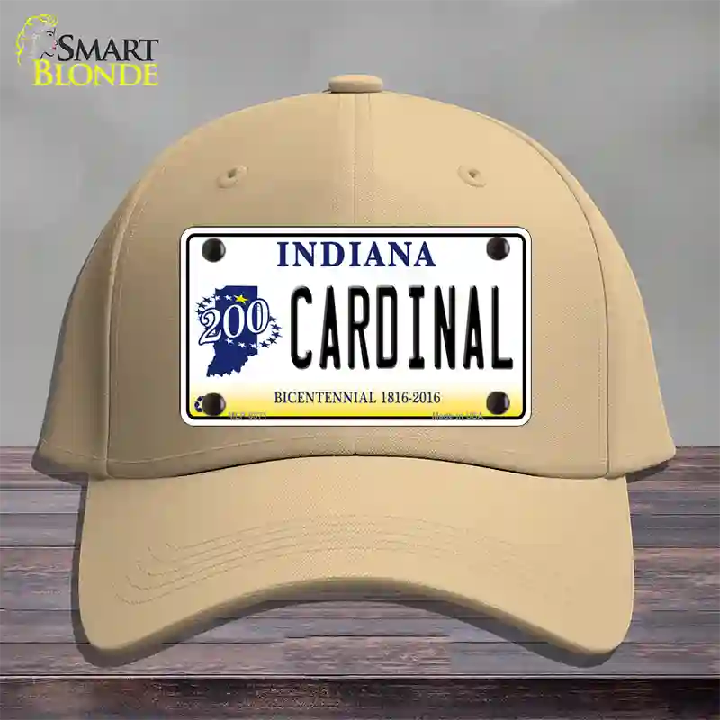 Cardinal Indiana Novelty License Plate Hat Cotton / Khaki