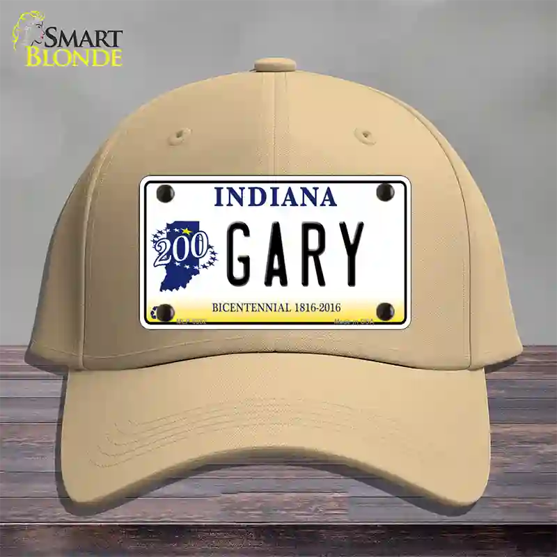 Gary Indiana Novelty License Plate Hat Cotton / Khaki