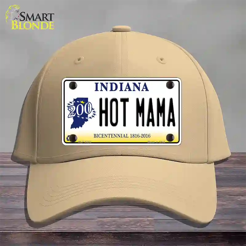 Hot Mama Indiana Novelty License Plate Hat Cotton / Khaki