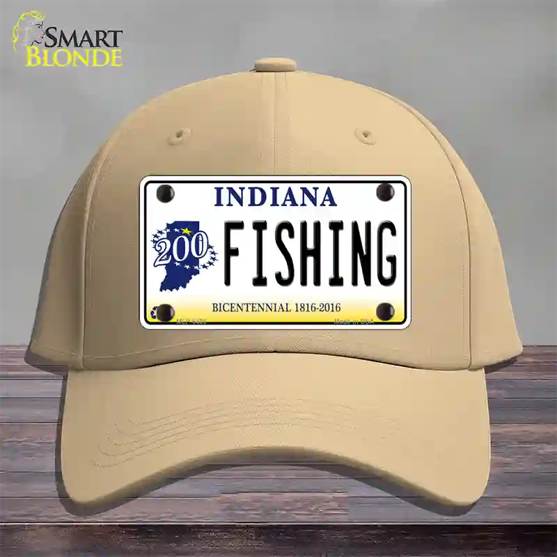 Fishing Indiana Novelty License Plate Hat Cotton / Khaki