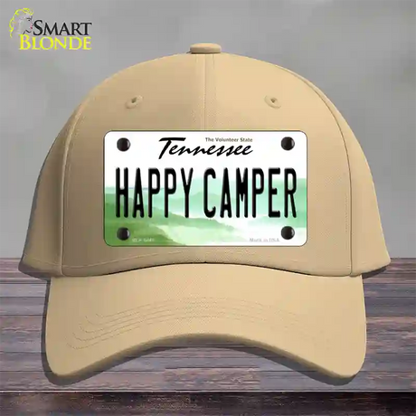 Happy Camper Tennessee Novelty License Plate Hat Cotton / Khaki