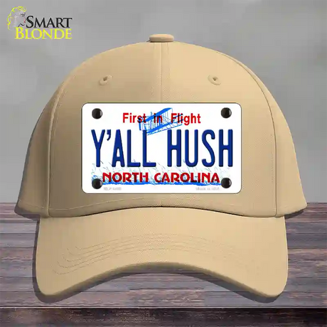 Yall Hush North Carolina Novelty License Plate Hat Cotton / Khaki