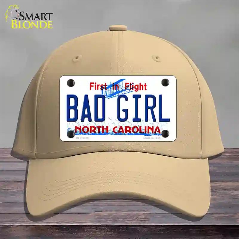 Bad Girl North Carolina Novelty License Plate Hat Cotton / Khaki