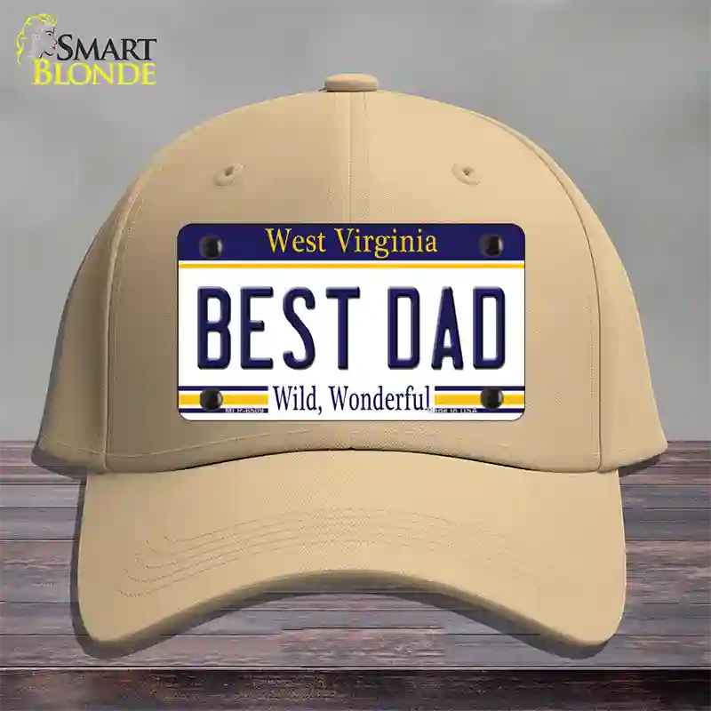 Best Dad West Virginia Novelty License Plate Hat Cotton / Khaki