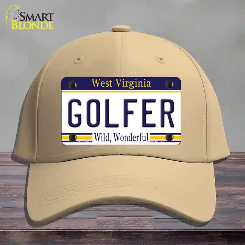 Golfer West Virginia Novelty License Plate Hat Cotton / Khaki