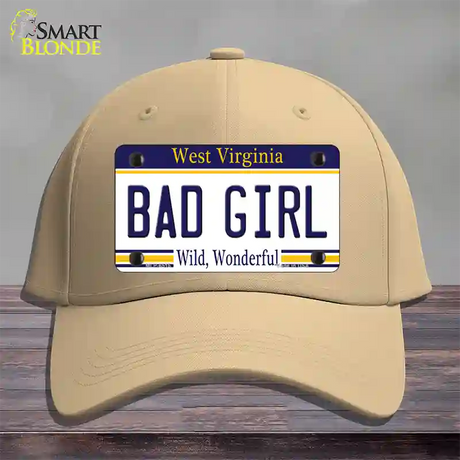 Bad Girl West Virginia Novelty License Plate Hat Cotton / Khaki