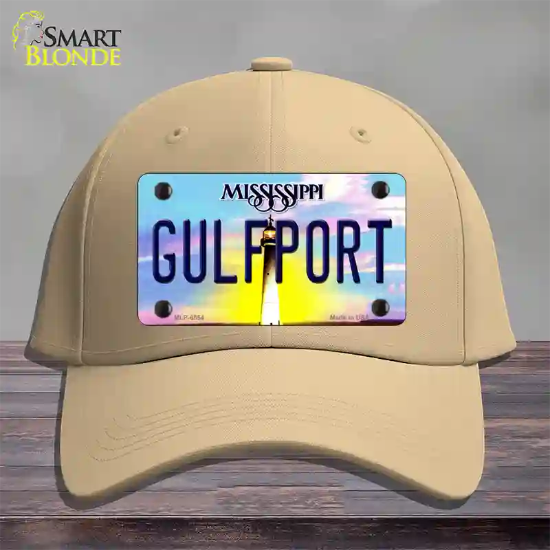 Gulfport Mississippi Novelty License Plate Hat Cotton / Khaki