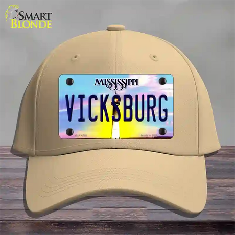 Vicksburg Mississippi Novelty License Plate Hat Cotton / Khaki