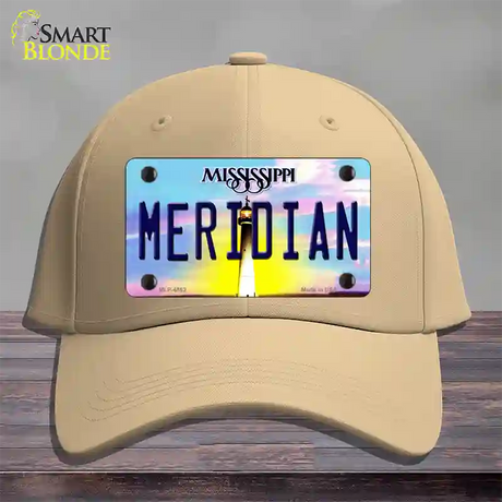 Meridian Mississippi Novelty License Plate Hat Cotton / Khaki