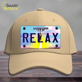 Relax Mississippi Novelty License Plate Hat Cotton / Khaki