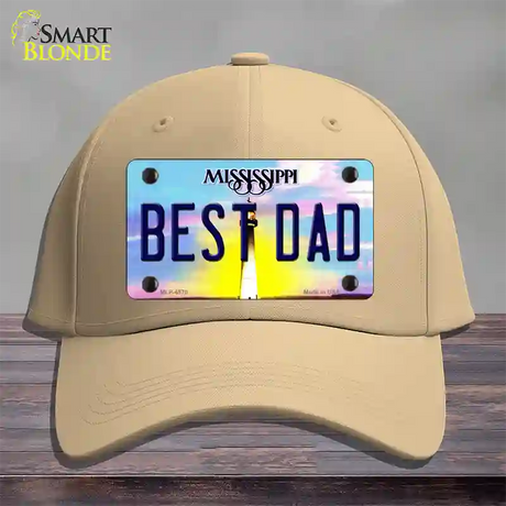 Best Dad Mississippi Novelty License Plate Hat Cotton / Khaki