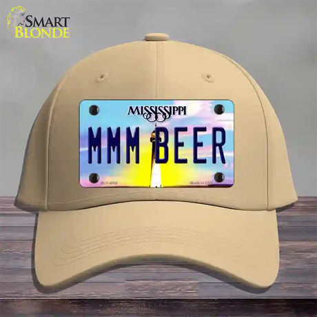 MMM Beer Mississippi Novelty License Plate Hat Cotton / Khaki