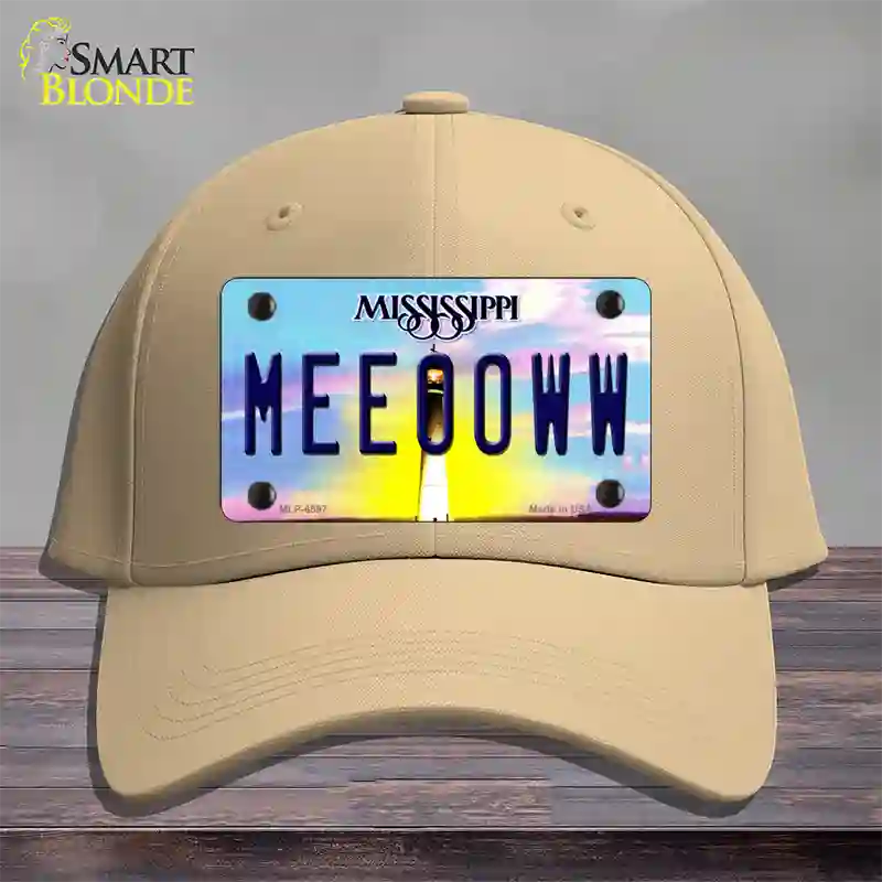 Meeooww Mississippi Novelty License Plate Hat Cotton / Khaki