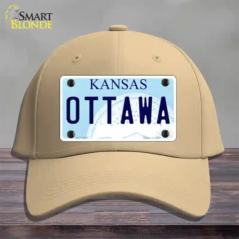 Ottawa Kansas Novelty License Plate Hat Cotton / Khaki