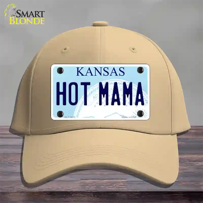 Hot Mama Kansas Novelty License Plate Hat Cotton / Khaki