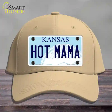 Hot Mama Kansas Novelty License Plate Hat Cotton / Khaki