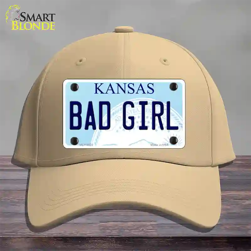 Bad Girl Kansas Novelty License Plate Hat Cotton / Khaki