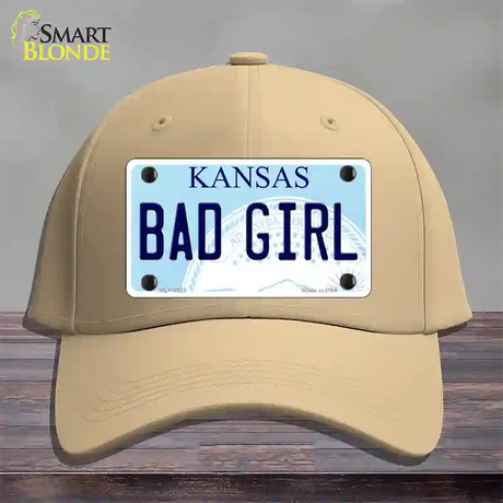 Bad Girl Kansas Novelty License Plate Hat Cotton / Khaki