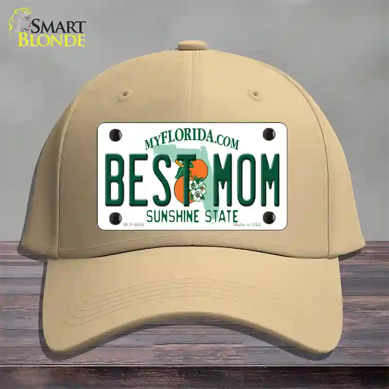 Best Mom Florida Novelty License Plate Hat Cotton / Khaki