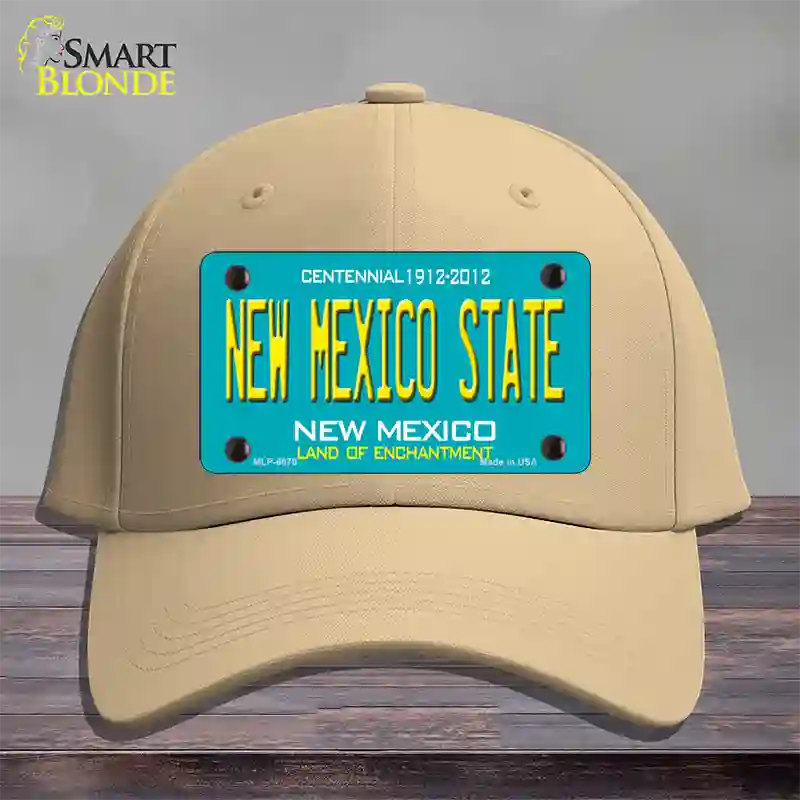 New Mexico State Teal Novelty License Plate Hat Cotton / Khaki