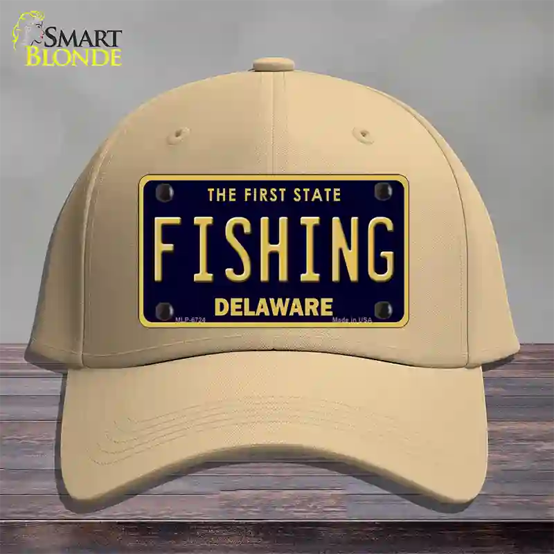 Fishing Delaware Novelty License Plate Hat Cotton / Khaki