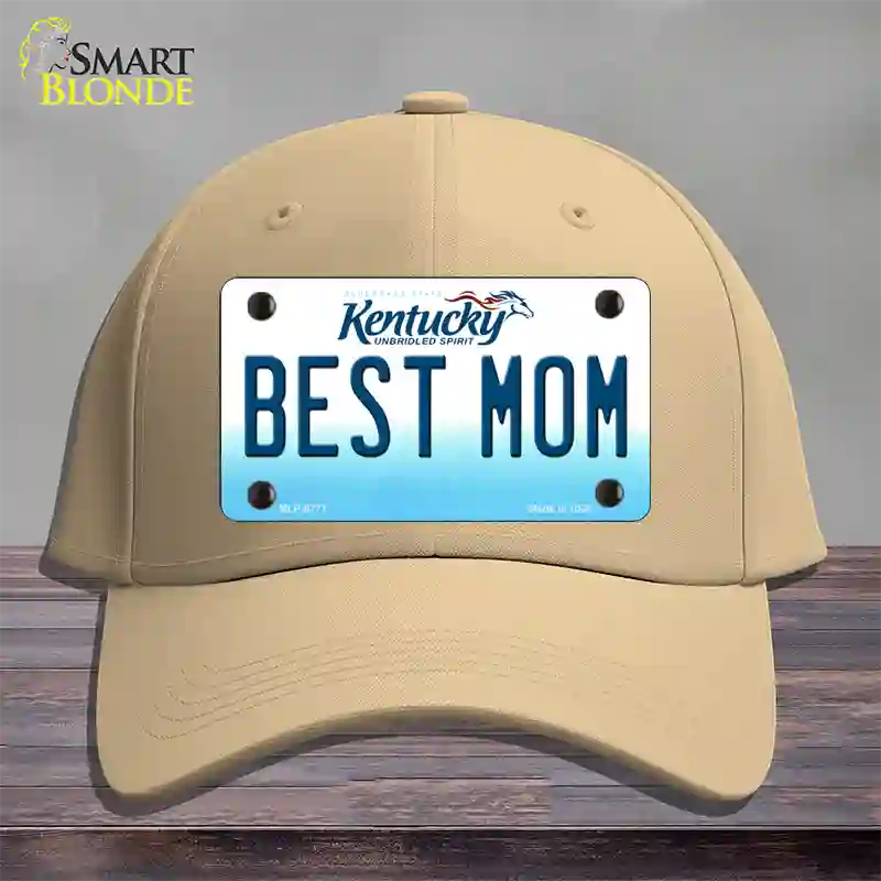 Best Mom Kentucky Novelty License Plate Hat Cotton / Khaki