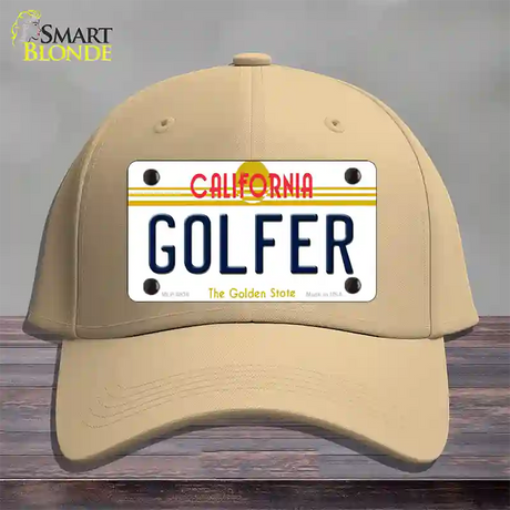 Golfer California Novelty License Plate Hat Cotton / Khaki