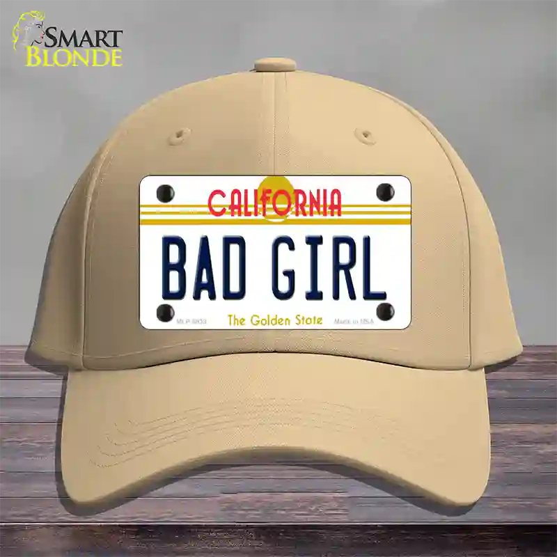 Bad Girl California Novelty License Plate Hat Cotton / Khaki