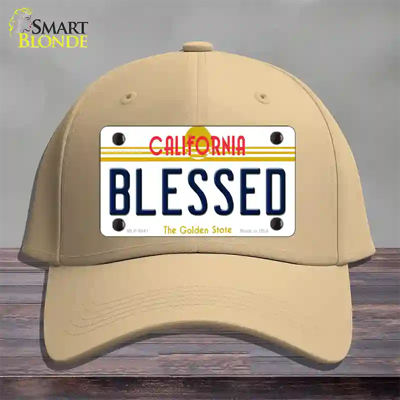 Blessed California Novelty License Plate Hat Cotton / Khaki