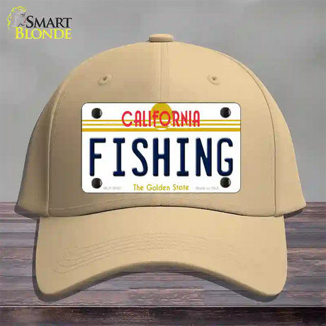 Fishing California Novelty License Plate Hat Cotton / Khaki