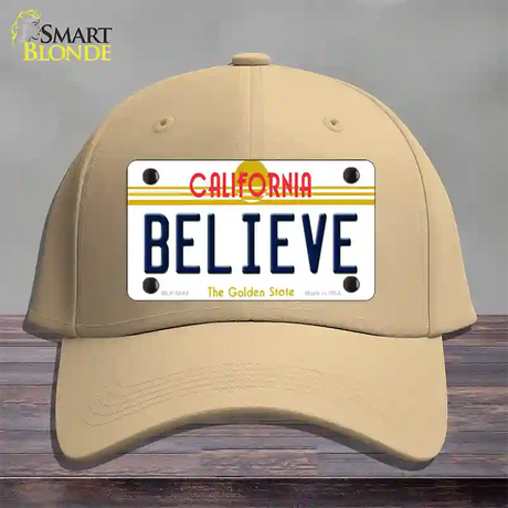 Believe California Novelty License Plate Hat Cotton / Khaki