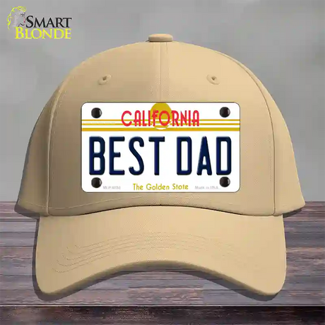 Best Dad California Novelty License Plate Hat Cotton / Khaki