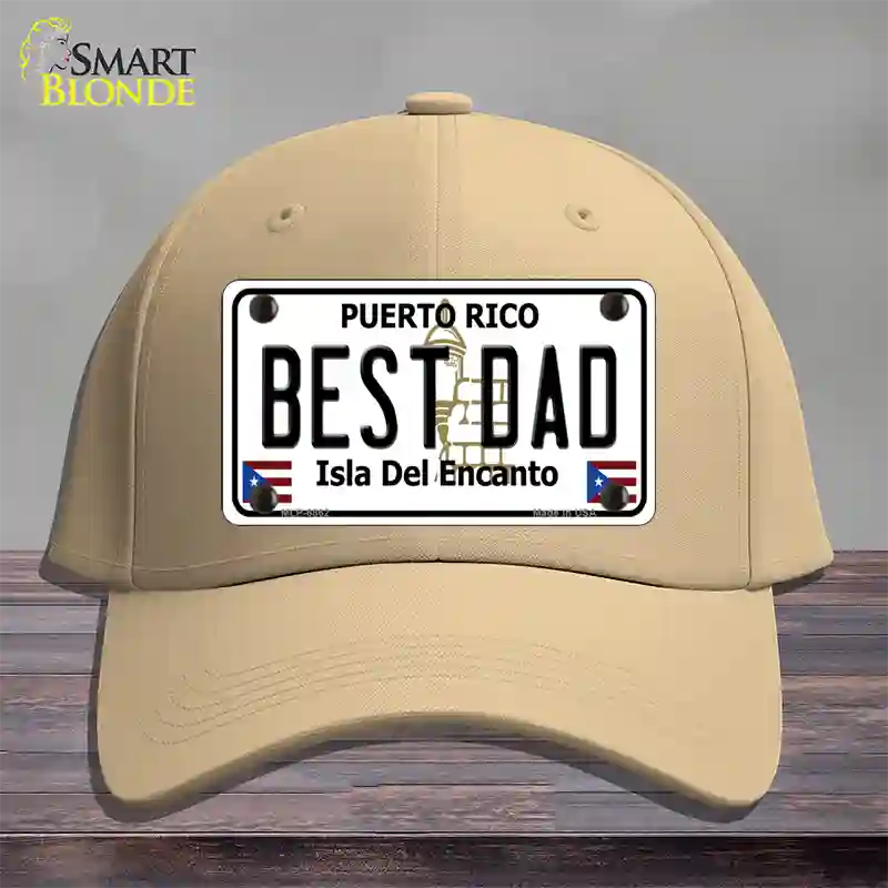 Best Dad Puerto Rico Novelty License Plate Hat Cotton / Khaki