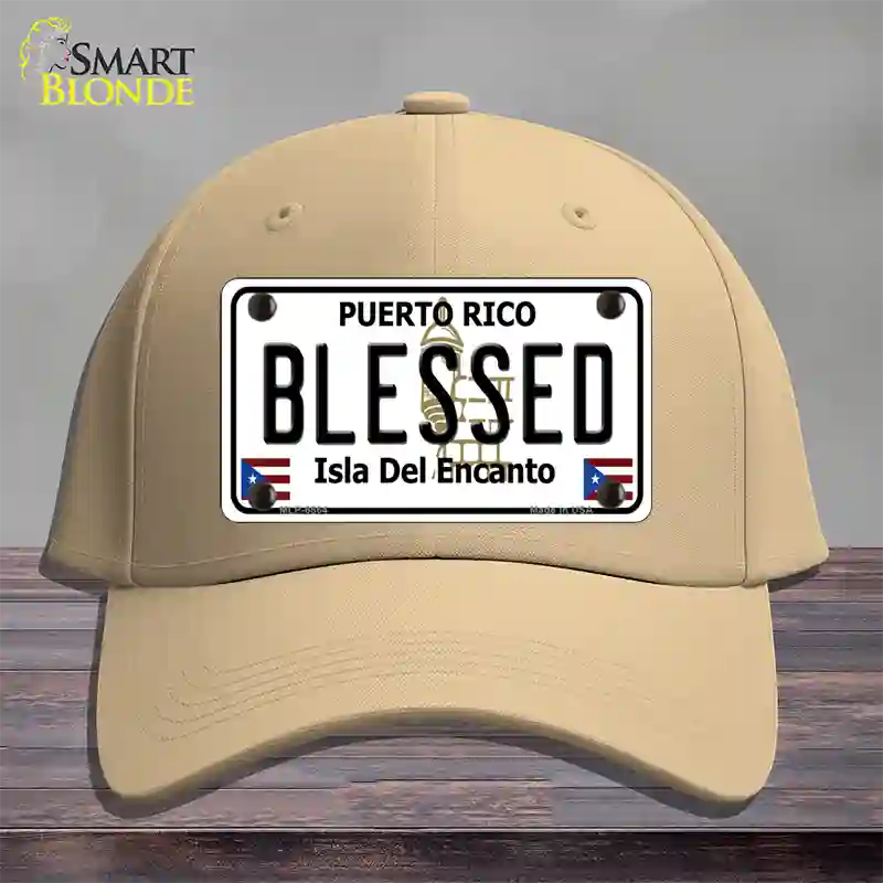 Blessed Puerto Rico Novelty License Plate Hat Cotton / Khaki