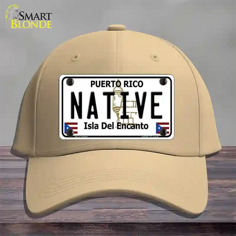 Native Puerto Rico Novelty License Plate Hat Cotton / Khaki